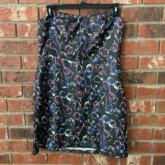 American Eagle Black & Purple Floral Strapless Cocktail Dress - Picture 2 of 7
